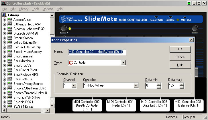 KnobbyEd controller edit dialog